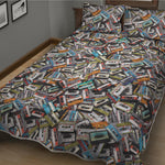 Old Cassette Tape Print Quilt Bed Set