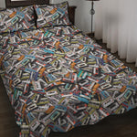 Old Cassette Tape Print Quilt Bed Set