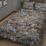 Old Cassette Tape Print Quilt Bed Set