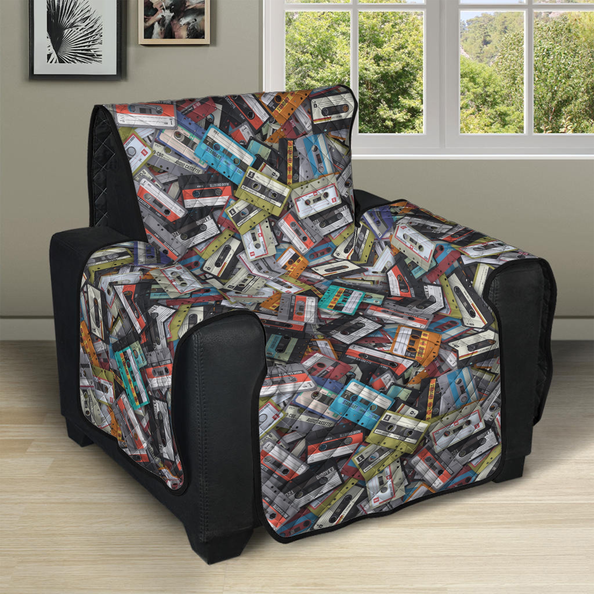 Old Cassette Tape Print Recliner Protector