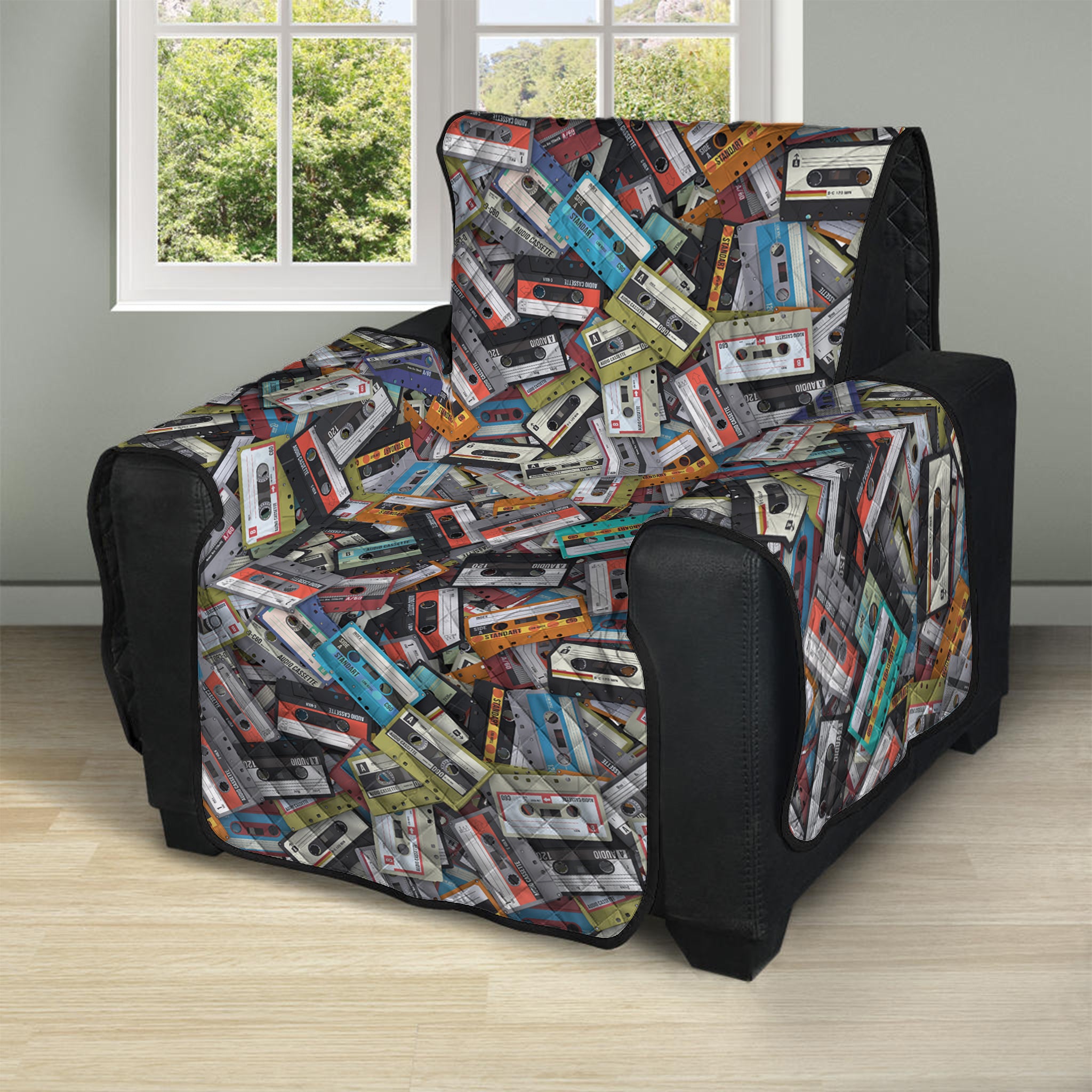 Old Cassette Tape Print Recliner Protector