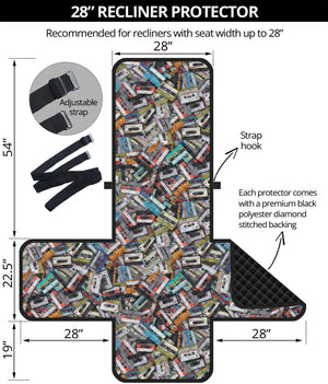 Old Cassette Tape Print Recliner Protector