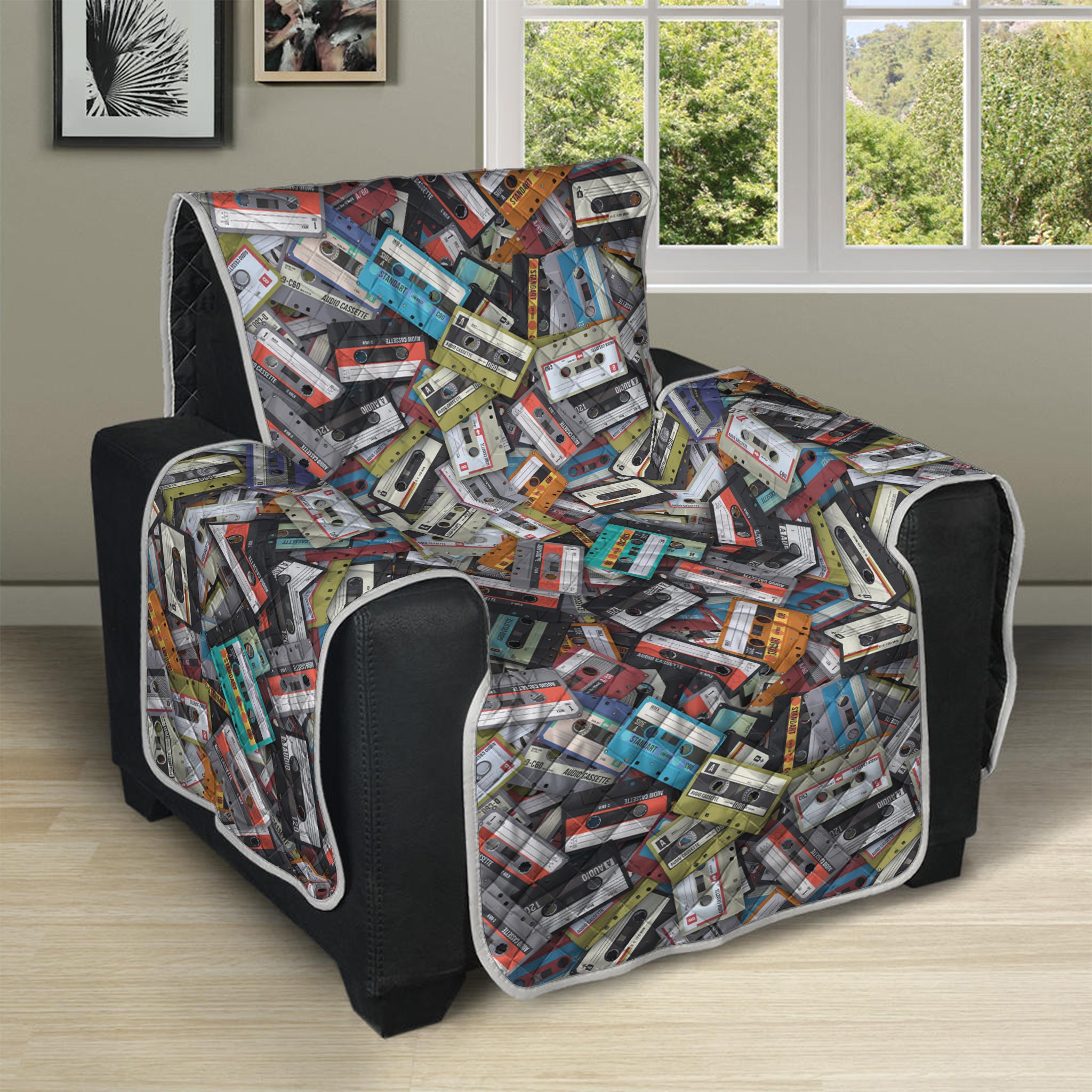 Old Cassette Tape Print Recliner Protector