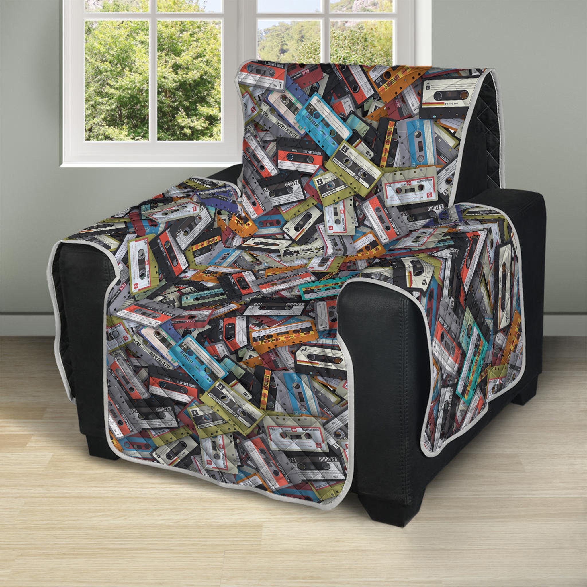 Old Cassette Tape Print Recliner Protector