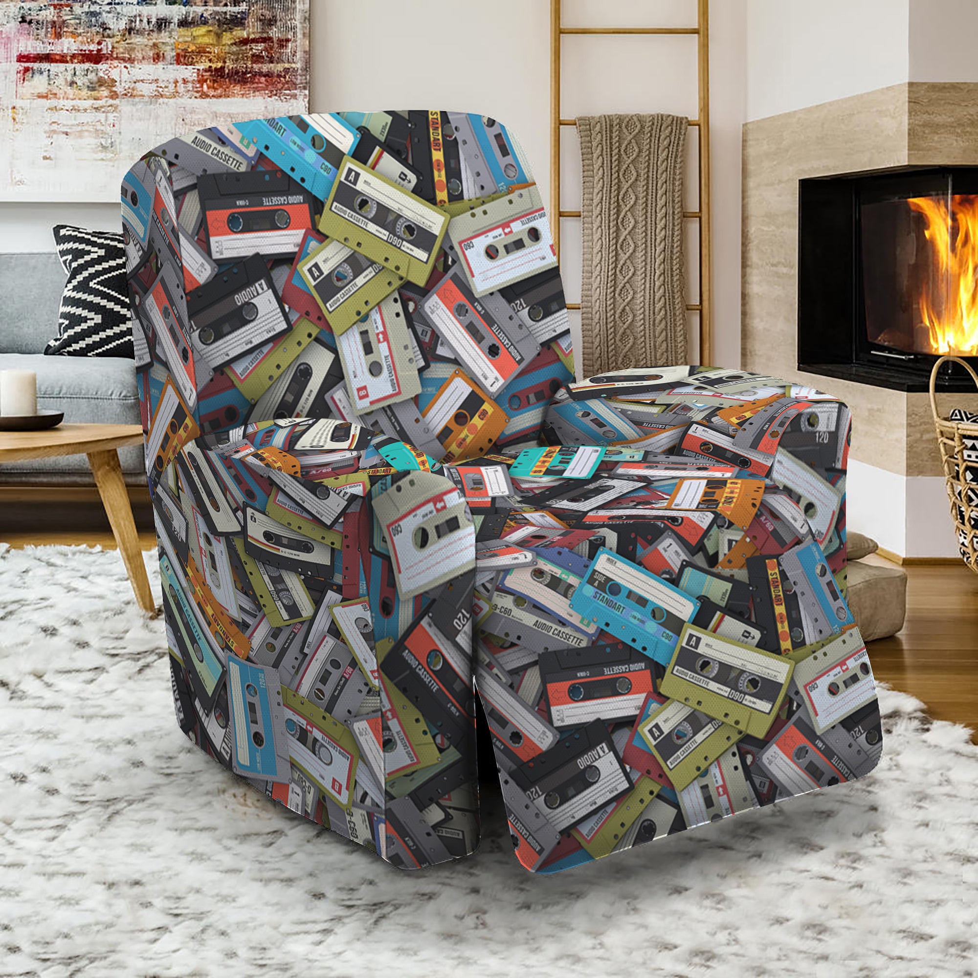 Old Cassette Tape Print Recliner Slipcover