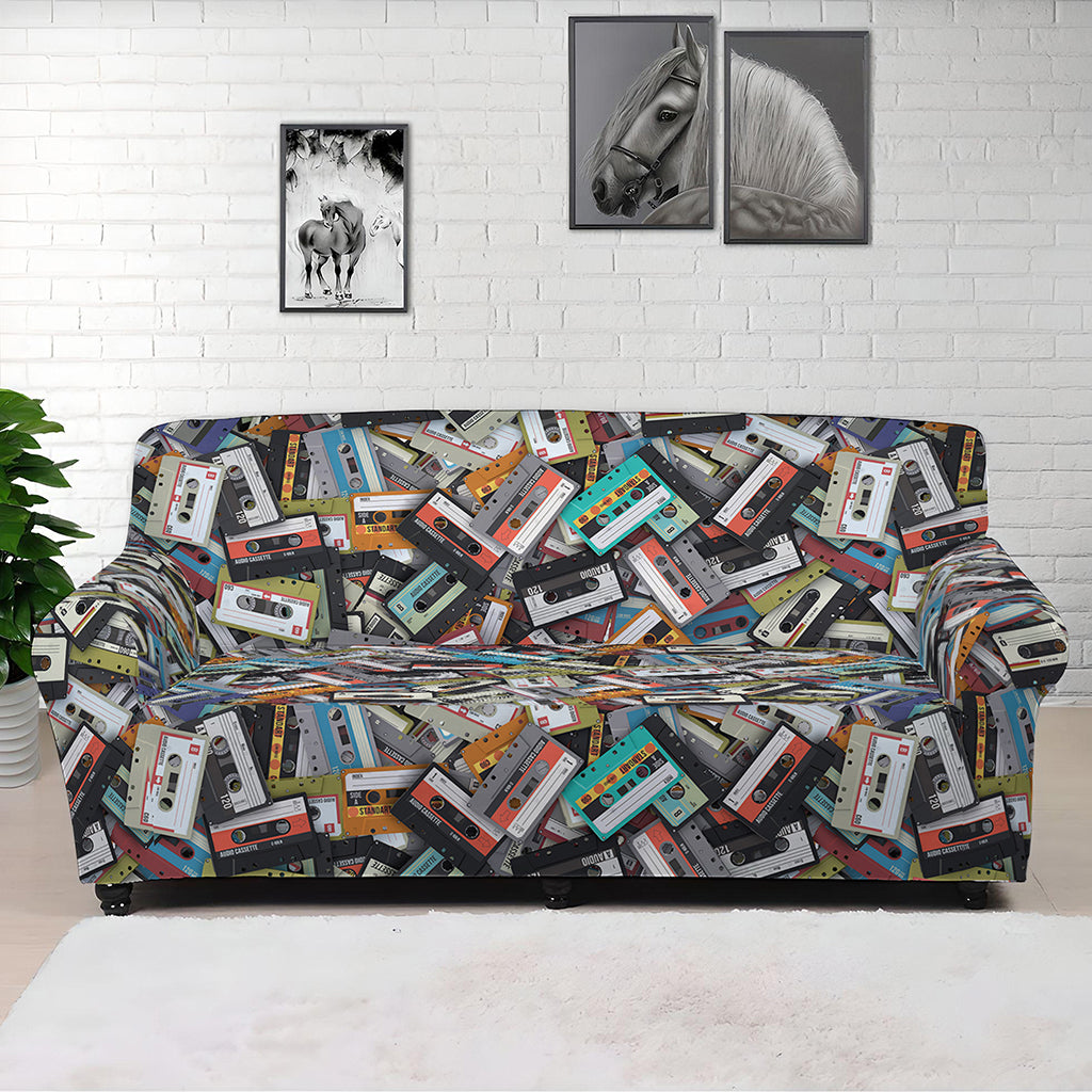 Old Cassette Tape Print Sofa Cover