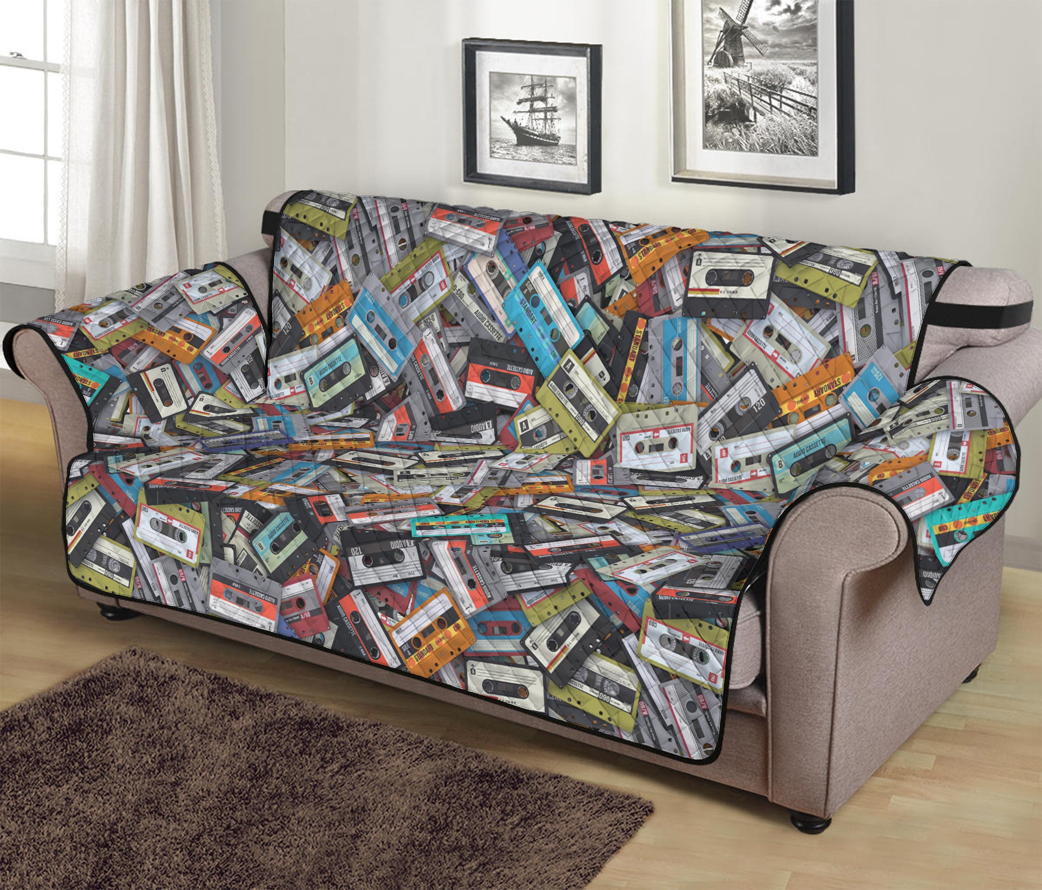 Old Cassette Tape Print Sofa Protector