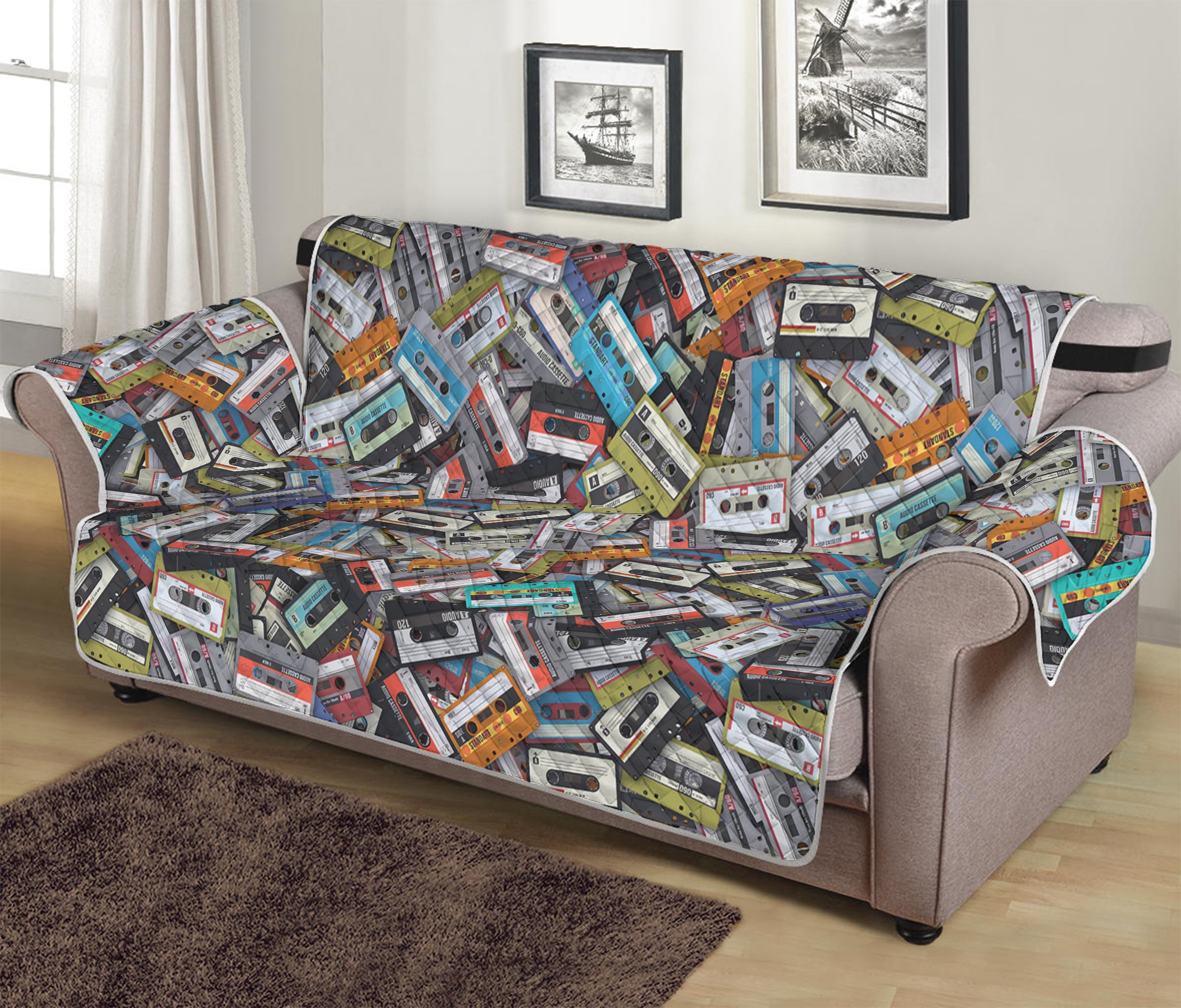 Old Cassette Tape Print Sofa Protector