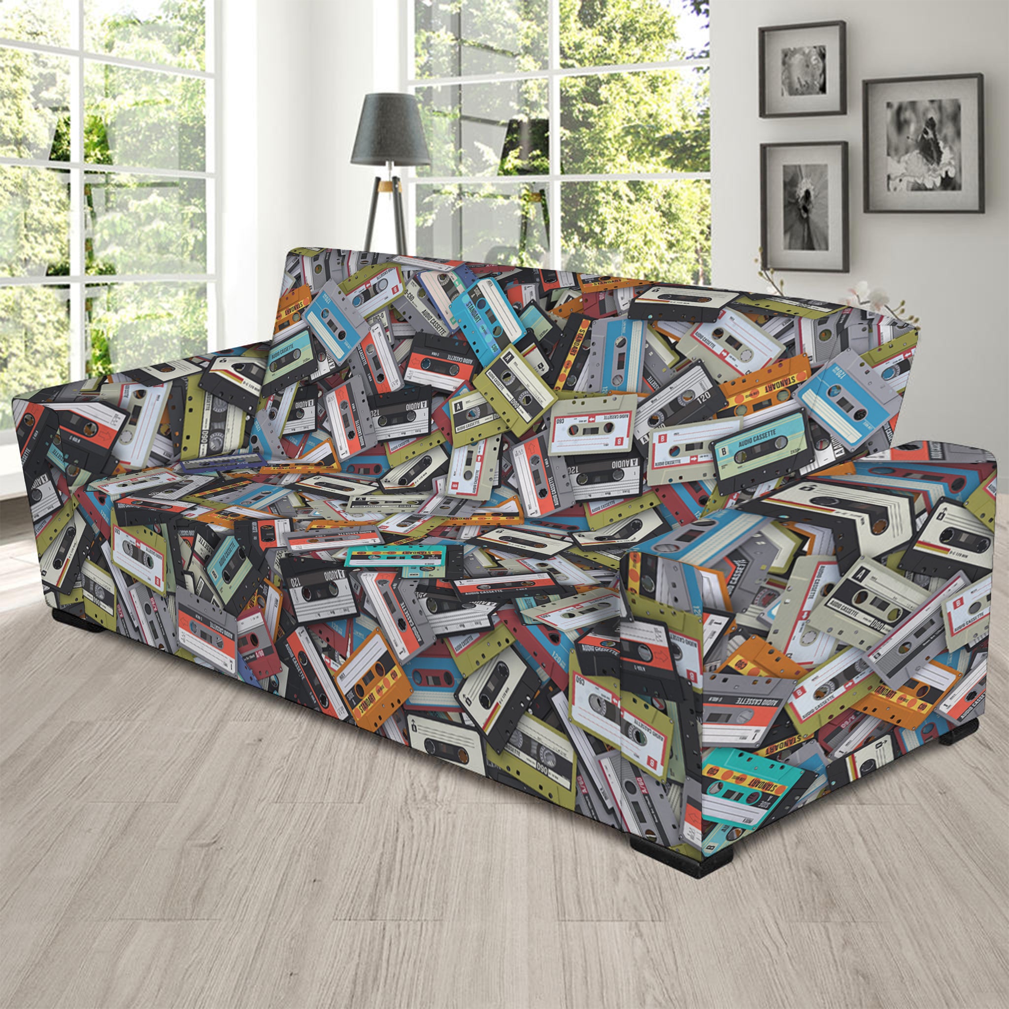 Old Cassette Tape Print Sofa Slipcover