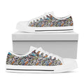 Old Cassette Tape Print White Low Top Sneakers