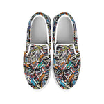 Old Cassette Tape Print White Slip On Shoes