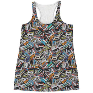 Old Cassette Tape Print Women's Racerback Tank Top