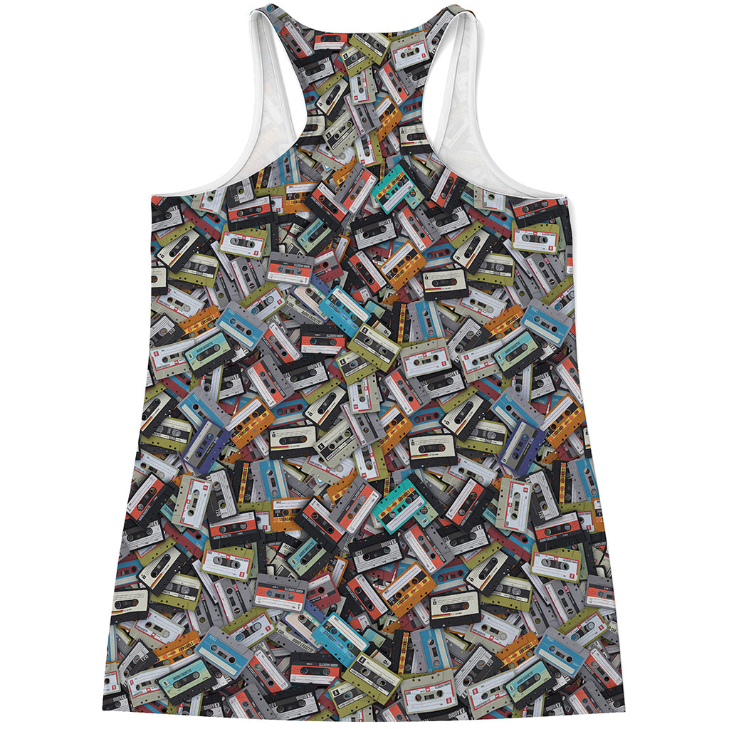 Old Cassette Tape Print Women's Racerback Tank Top