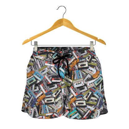 Old Cassette Tape Print Women's Shorts