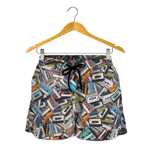 Old Cassette Tape Print Women's Shorts