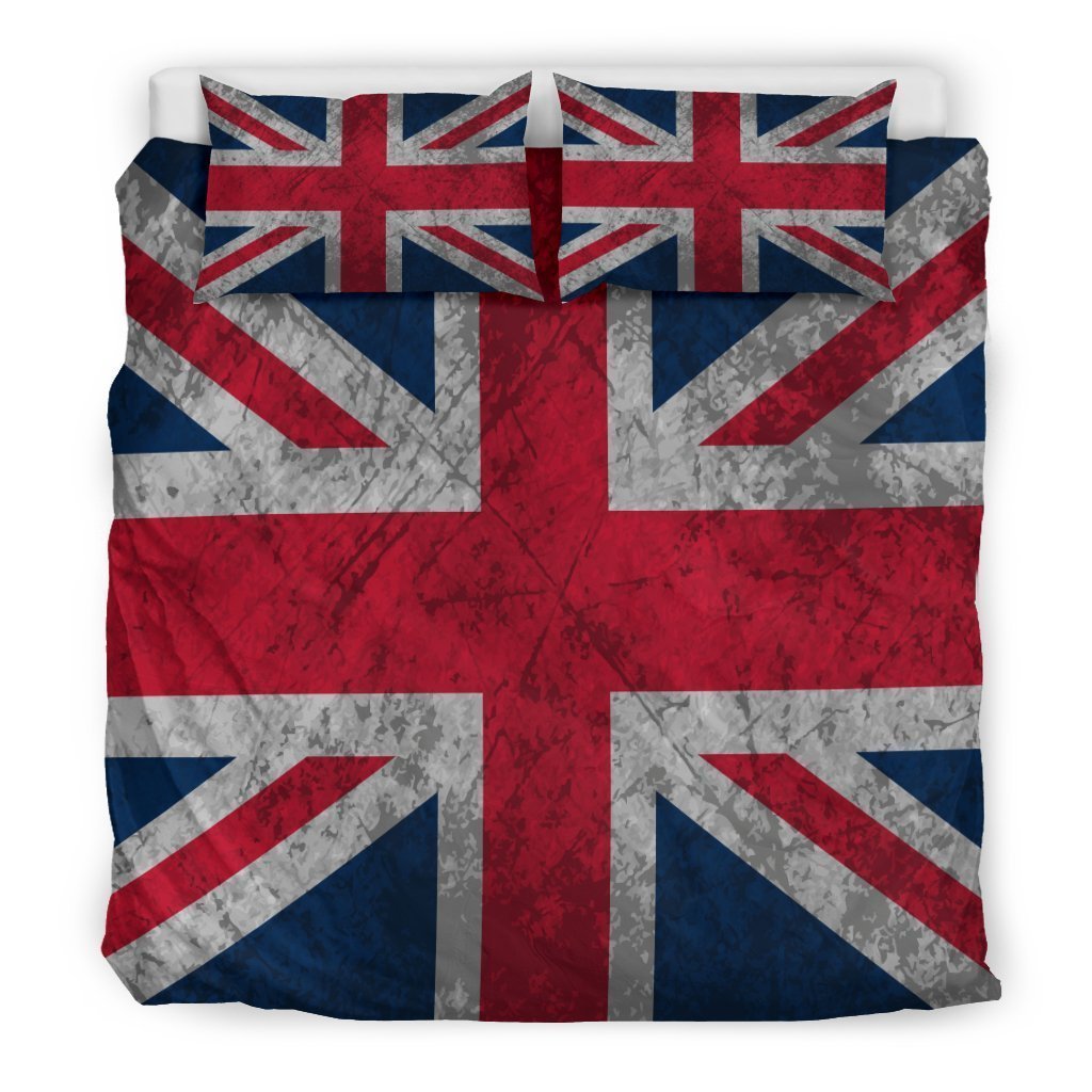 Old Grunge Union Jack British Flag Print Duvet Cover Bedding Set GearFrost