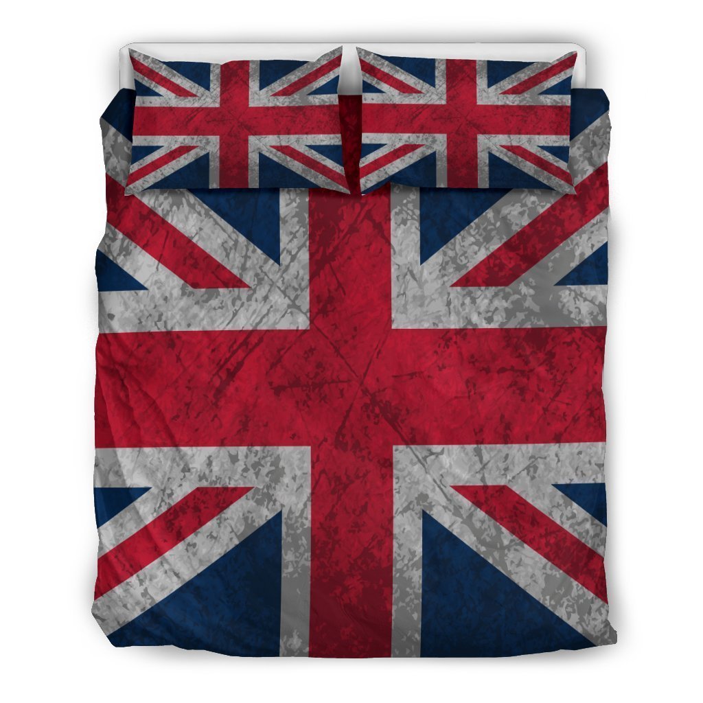 Old Grunge Union Jack British Flag Print Duvet Cover Bedding Set GearFrost