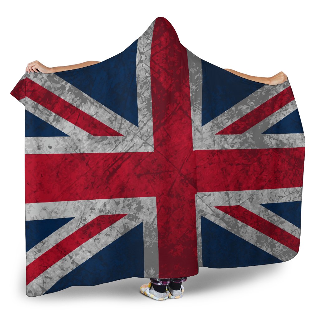 Old Grunge Union Jack British Flag Print Hooded Blanket GearFrost
