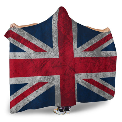 Old Grunge Union Jack British Flag Print Hooded Blanket GearFrost