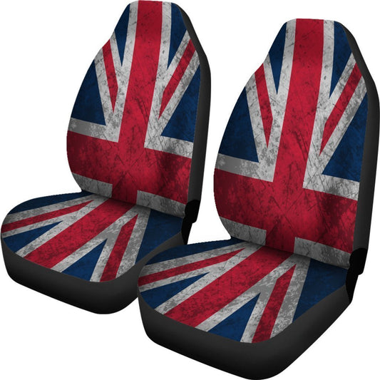 Old Grunge Union Jack British Flag Print Universal Fit Car Seat Covers GearFrost