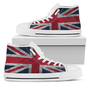 Old Grunge Union Jack British Flag Print Women's High Top Shoes GearFrost