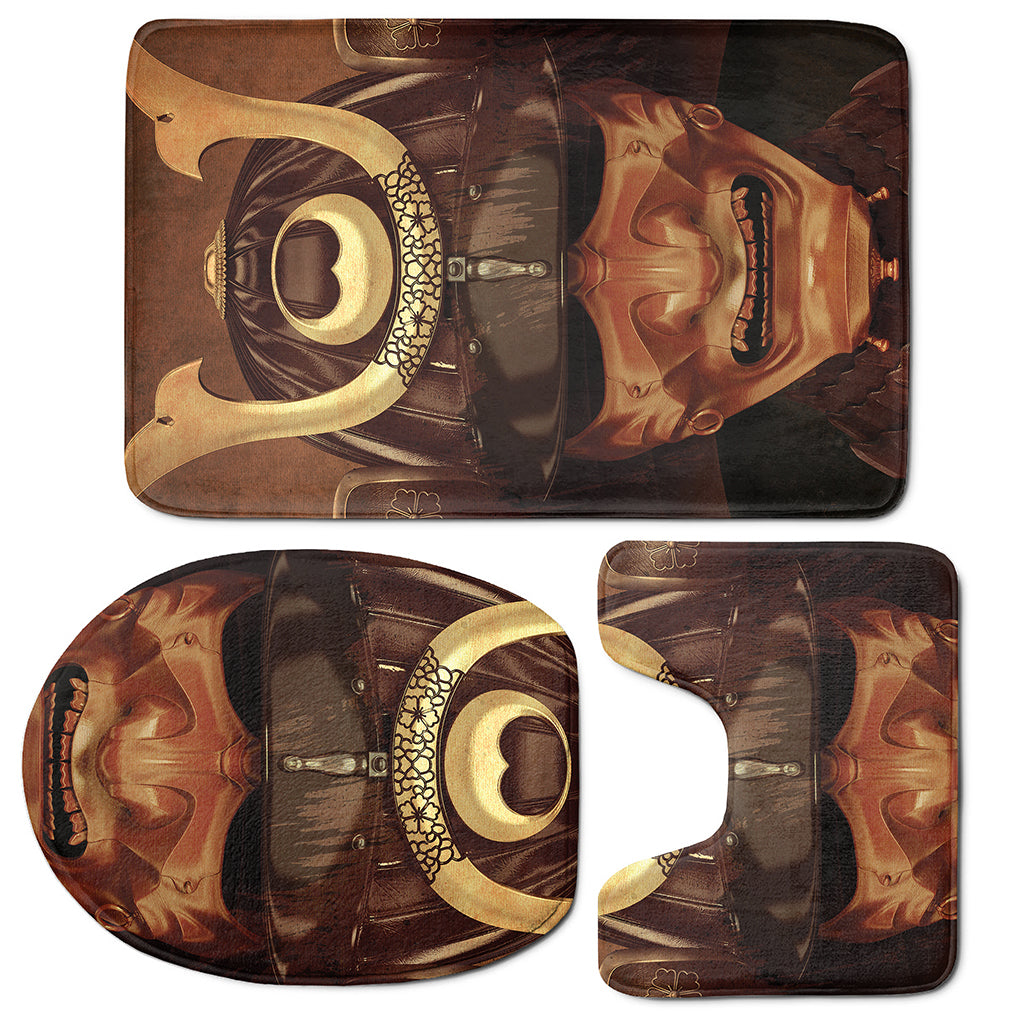 Old Japanese Samurai Mask Print 3 Piece Bath Mat Set