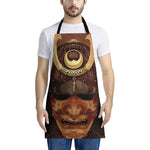 Old Japanese Samurai Mask Print Apron