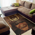 Old Japanese Samurai Mask Print Floor Mat