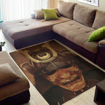 Old Japanese Samurai Mask Print Area Rug