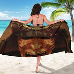 Old Japanese Samurai Mask Print Beach Sarong Wrap