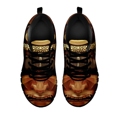 Old Japanese Samurai Mask Print Black Sneakers