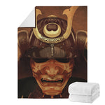 Old Japanese Samurai Mask Print Blanket