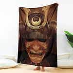Old Japanese Samurai Mask Print Blanket