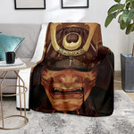 Old Japanese Samurai Mask Print Blanket