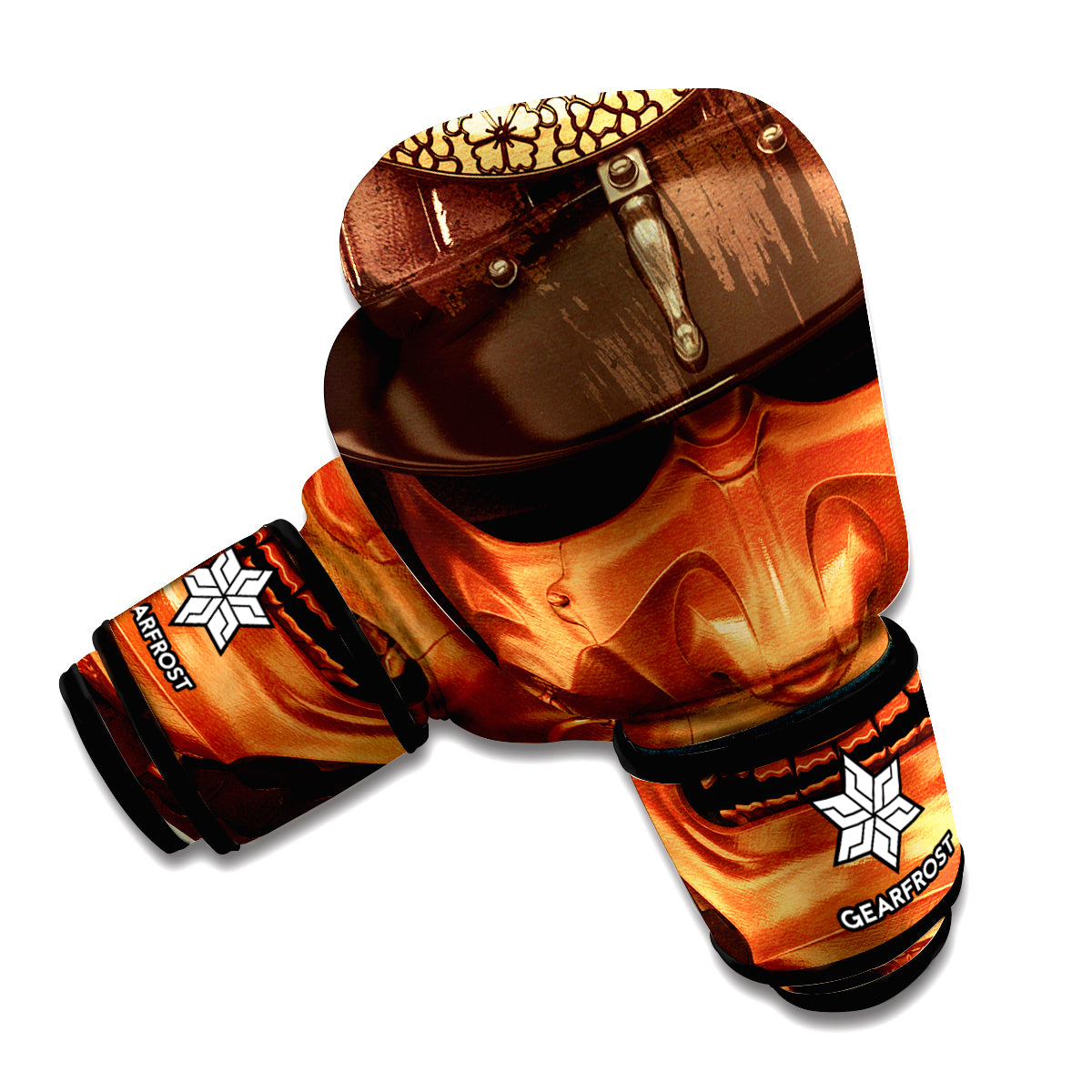 Old Japanese Samurai Mask Print Boxing Gloves