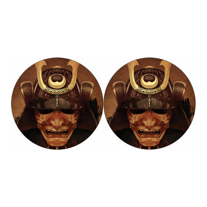 Old Japanese Samurai Mask Print Car Coasters