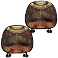 Old Japanese Samurai Mask Print Car Headrest Covers