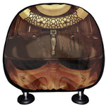 Old Japanese Samurai Mask Print Car Headrest Covers