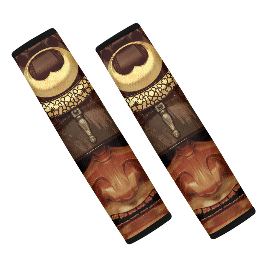 Old Japanese Samurai Mask Print Car Seat Belt Covers