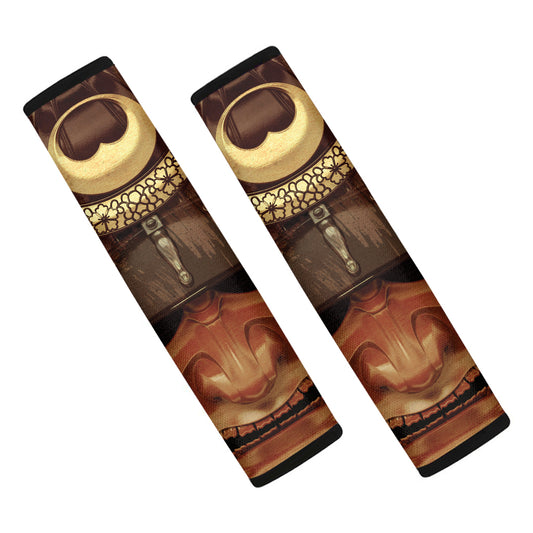 Old Japanese Samurai Mask Print Car Seat Belt Covers
