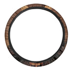 Old Japanese Samurai Mask Print Car Steering Wheel Cover