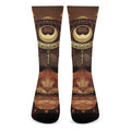 Old Japanese Samurai Mask Print Crew Socks