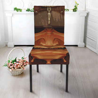 Old Japanese Samurai Mask Print Dining Chair Slipcover