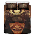 Old Japanese Samurai Mask Print Duvet Cover Bedding Set