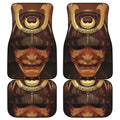 Old Japanese Samurai Mask Print Front and Back Car Floor Mats