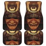 Old Japanese Samurai Mask Print Front and Back Car Floor Mats