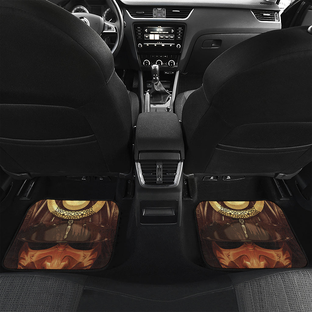 Old Japanese Samurai Mask Print Front and Back Car Floor Mats