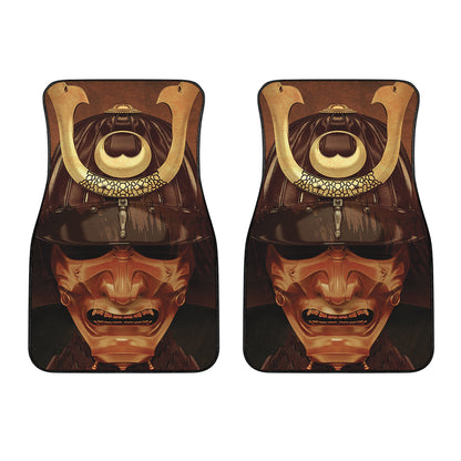 Old Japanese Samurai Mask Print Front Car Floor Mats