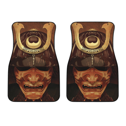 Old Japanese Samurai Mask Print Front Car Floor Mats