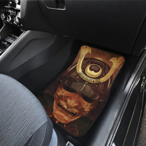 Old Japanese Samurai Mask Print Front Car Floor Mats